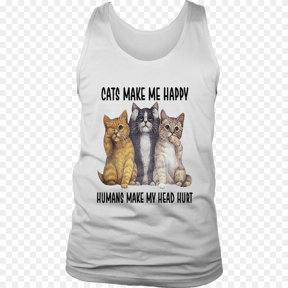 Cats Make Me Happy Shirt, Clothing, T-shirt, Tank Top, Animal Png Image