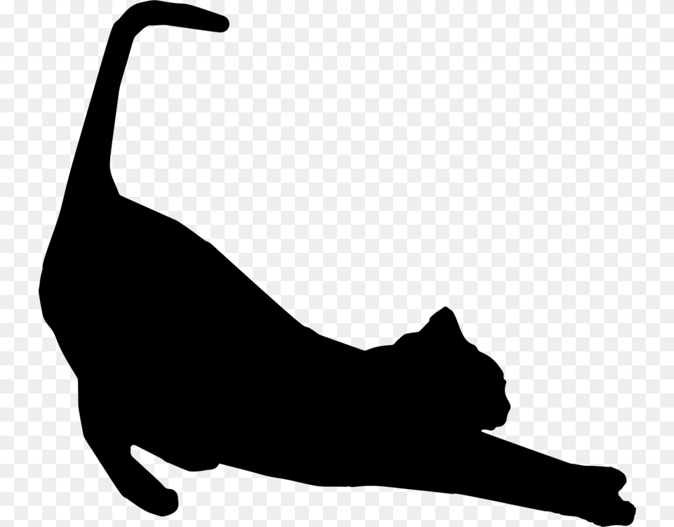 Cats Protection Silhouette Kitten Stretching, Gray Free Png Download