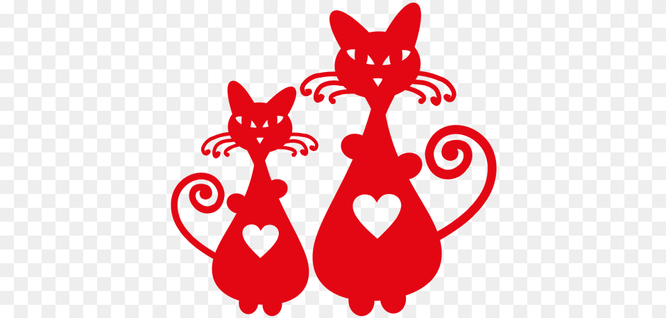 Cats Silhouette With Heart Transparent U0026 Svg Vector File Valentine Border Design, Animal, Cat, Mammal, Pet Free Png Download