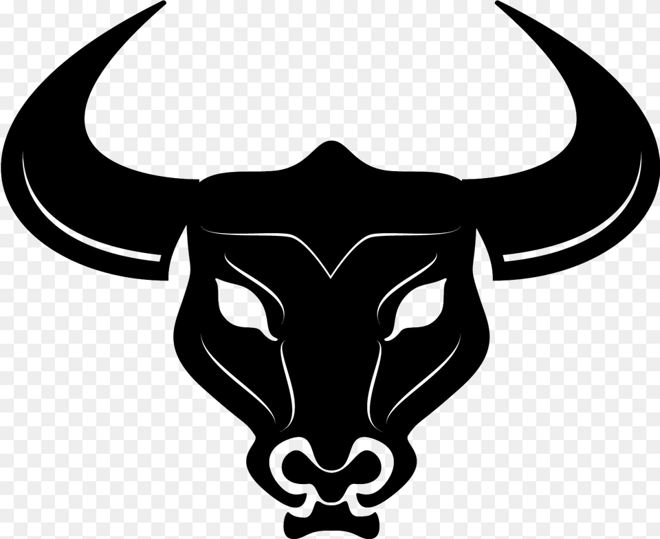 Cattle Bull Horn Clip Bull Head Vector, Stencil, Animal, Mammal, Buffalo Png