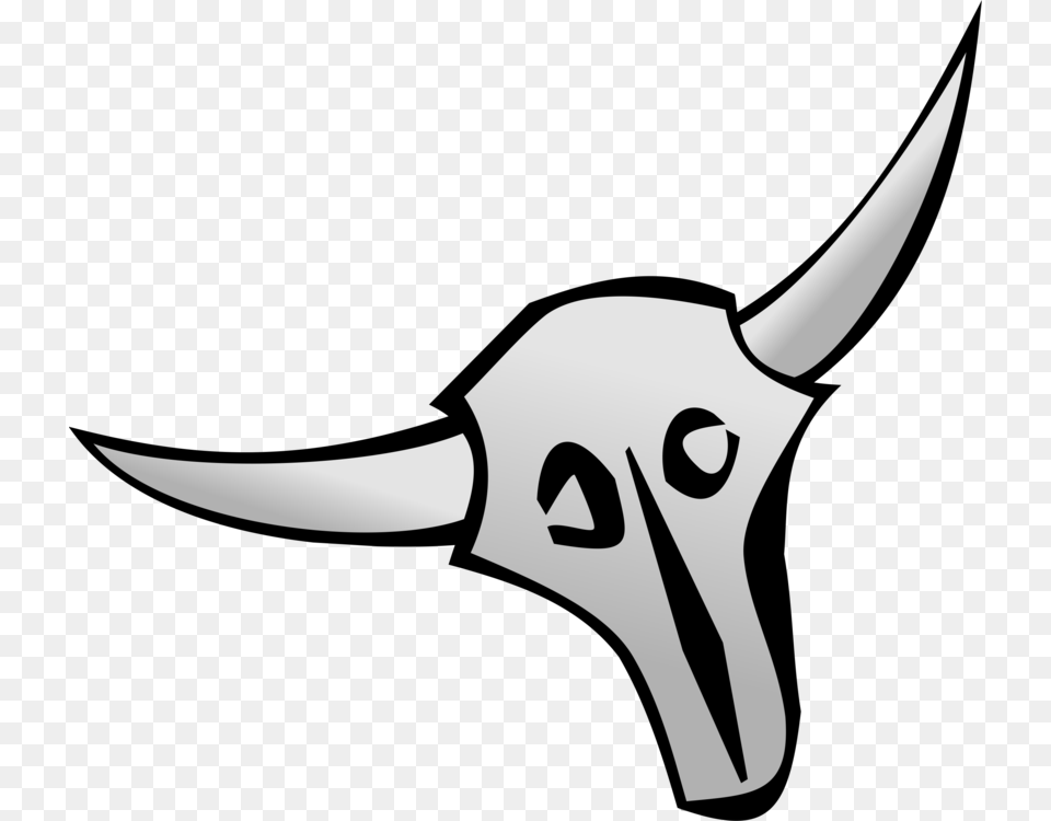 Cattle Bull Skull Drawing Horn, Animal, Fish, Sea Life, Shark Free Png