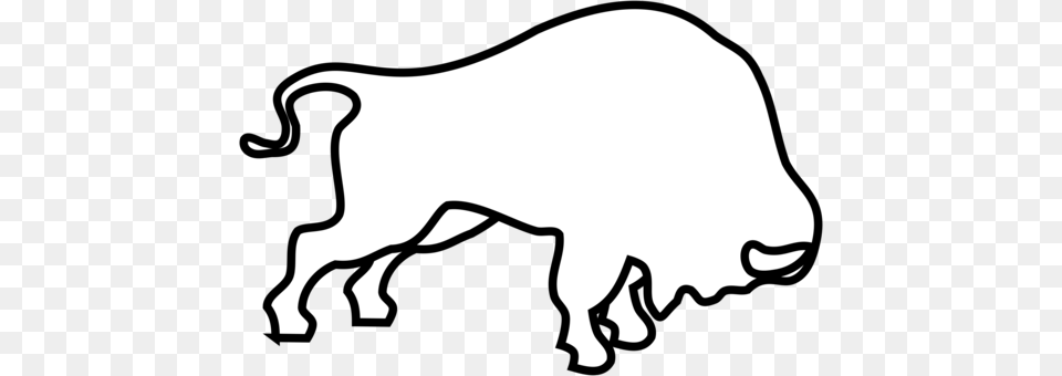 Cattle Calf Cows Skull Red White And Blue Mammal Silhouette, Stencil, Animal, Bison Free Png