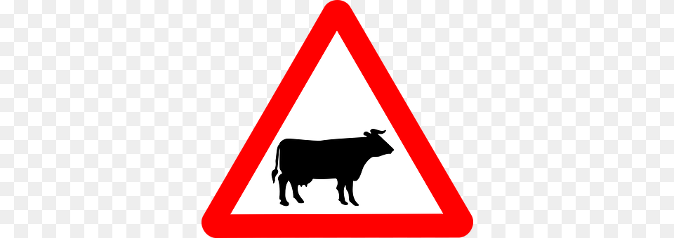 Cattle Crossing Sign, Symbol, Road Sign, Animal Free Png Download