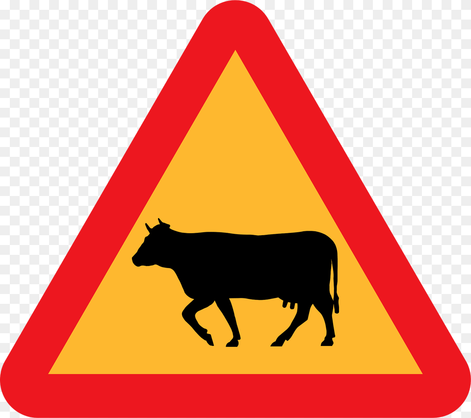 Cattle Crossing Clipart, Sign, Symbol, Animal, Cow Free Png