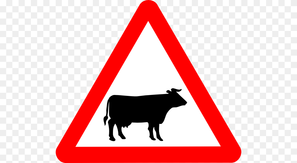 Cattle Crossing Warning Clip Art For Web, Sign, Symbol, Animal, Cow Png Image