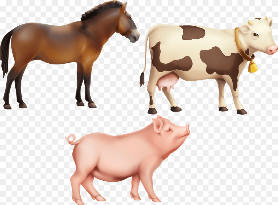 Cattle Horse Farm Clip Art Horse Cow Animal Clipart, Mammal, Pig, Livestock, Hog Free Png