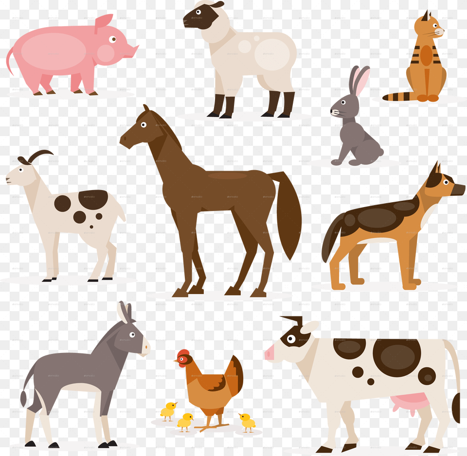 Cattle Horse Livestock Farm Farm Animal Vector, Poultry, Bird, Chicken, Fowl Free Transparent Png