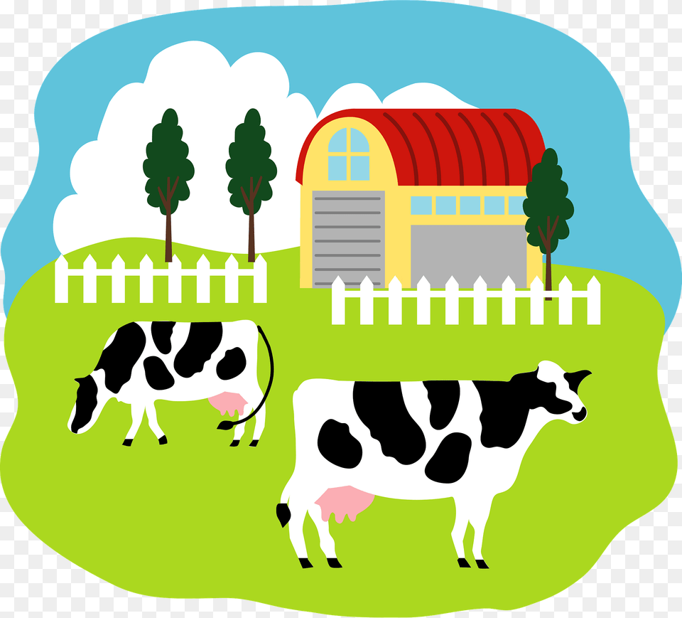 Cattle On The Farm Clipart, Animal, Cow, Livestock, Mammal Png Image