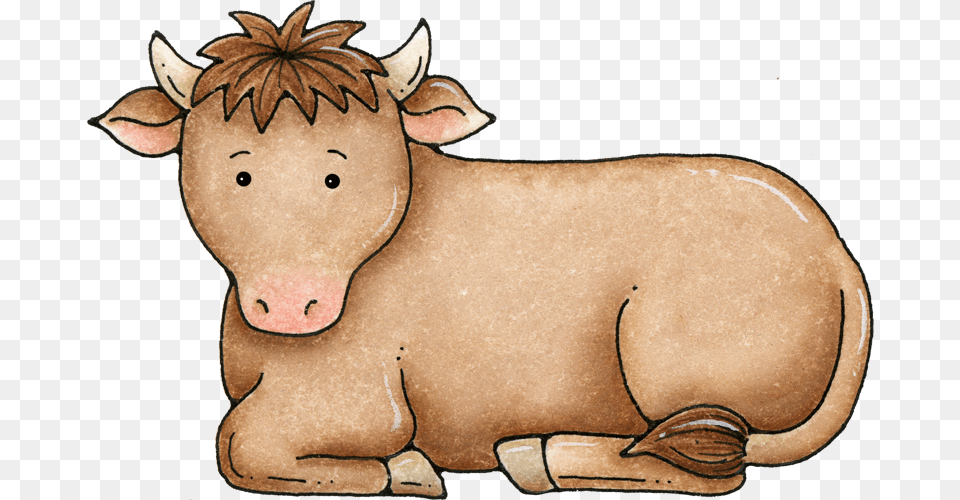 Cattle Pencil And In Color Cartoon Nativity Scene Animals, Animal, Bull, Mammal, Baby Png