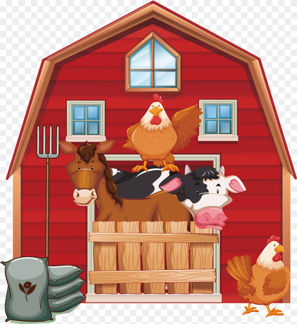 Cattle Silo Farm Barn Clip Art Barn With Animals Clipart, Rural, Outdoors, Nature, Countryside Free Png