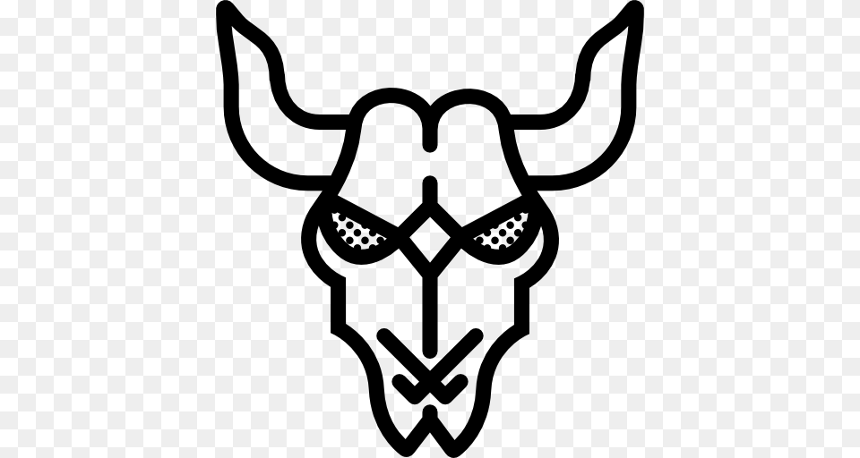 Cattle Skull Adornment Decoration Western Icon, Gray Free Png Download