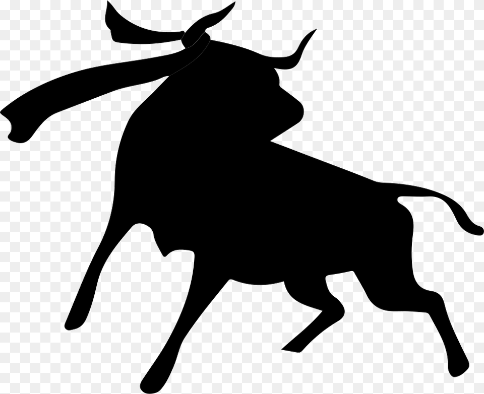 Cattle Spain Bull Clipart, Silhouette, Stencil, Animal, Mammal Png Image