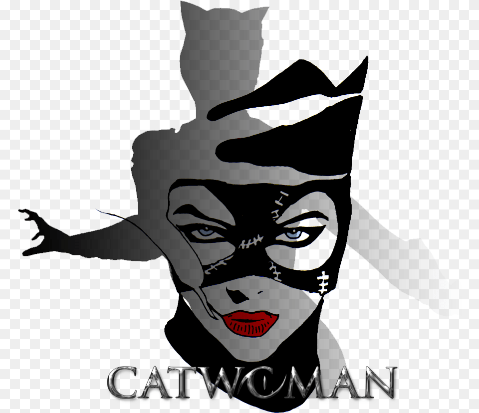 Catwoman Cross Stitch Pattern Download Catwoman Stencil, Person, Face, Head Free Png