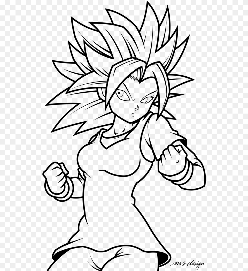 Caulifla Lineart By Tech531 Dragon Ball Hands Drawings, Gray Free Png Download