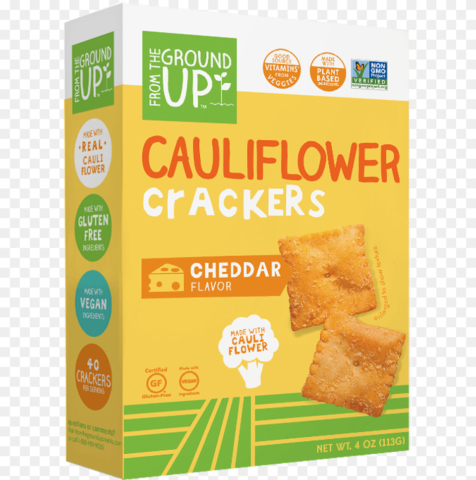 Cauliflower Crackers Cheddar Cauliflower Crackers From The Ground Up, Bread, Cracker, Food Png Image