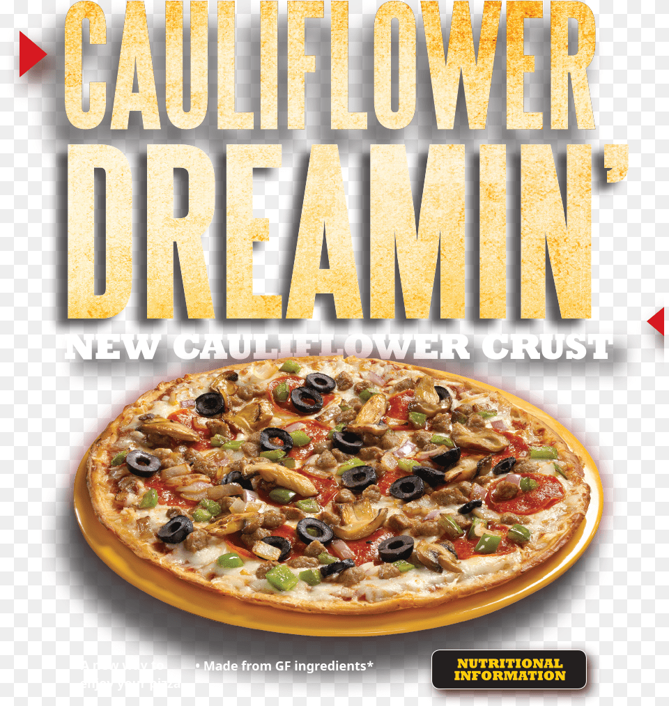 Cauliflower Dreamin Mazzio39s Cauliflower Pizza, Advertisement, Food, Poster Png