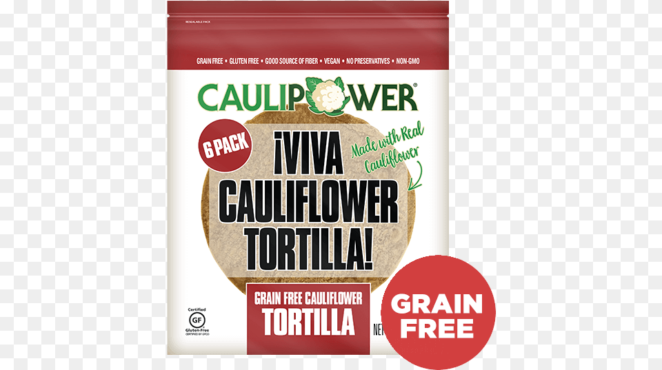 Caulipower Grain Cauliflower Tortilla, Advertisement, Food, Fruit, Plant Free Png