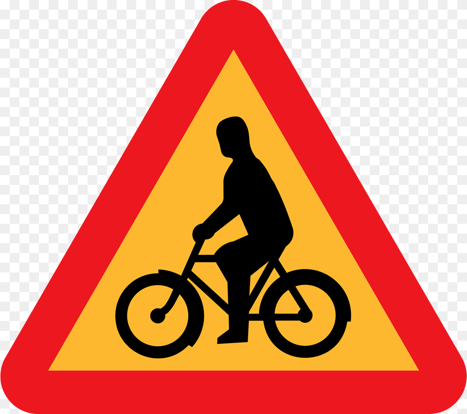 Caution Bicyclist Clipart, Sign, Symbol, Adult, Male Free Png