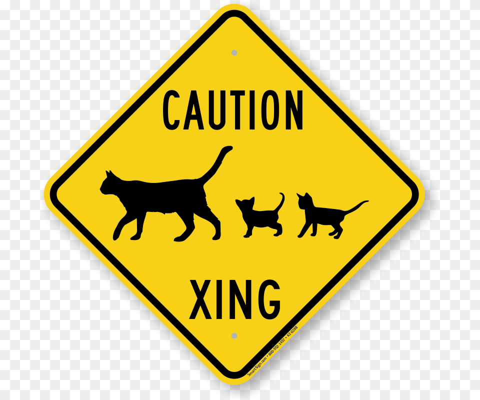 Caution Cat With Kittens Xing Sign Top Quality Sku, Symbol, Road Sign, Animal, Mammal Free Transparent Png