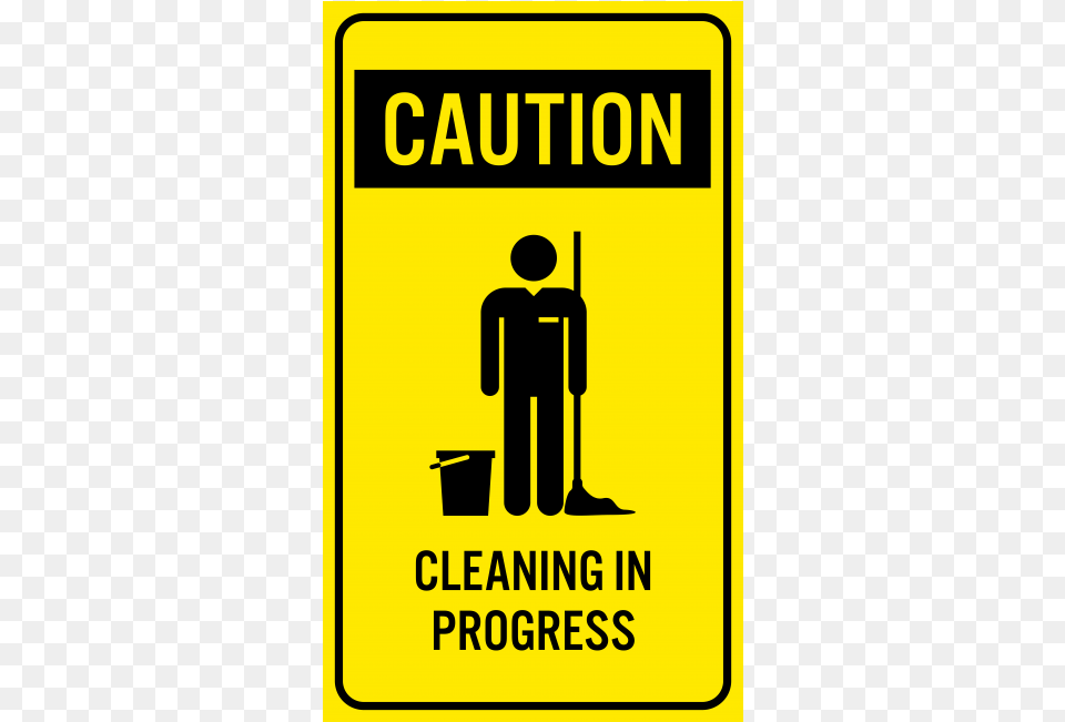 Caution Cleaning In Progres Caution Cleaning Progress Sign, Symbol, Road Sign, Boy, Child Free Png Download