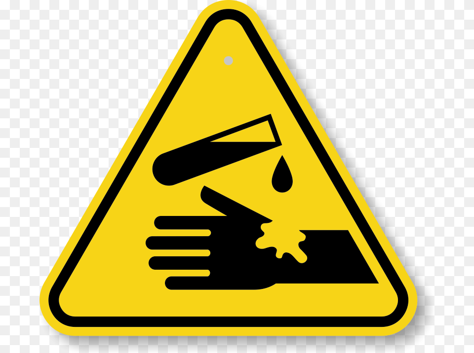 Caution Clipart Transparent Corrosive Chemical Hazard Symbol, Sign, Road Sign Png Image