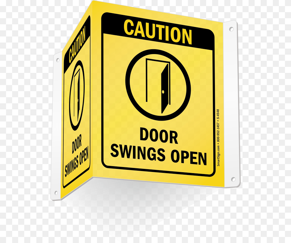 Caution Doors Swings Open Sign Caution Eye Protection Required In This Area, Symbol, Box, Text, Scoreboard Free Png