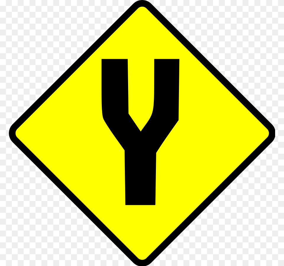 Caution Fork In Road Clip Arts For Web, Sign, Symbol, Road Sign Free Transparent Png