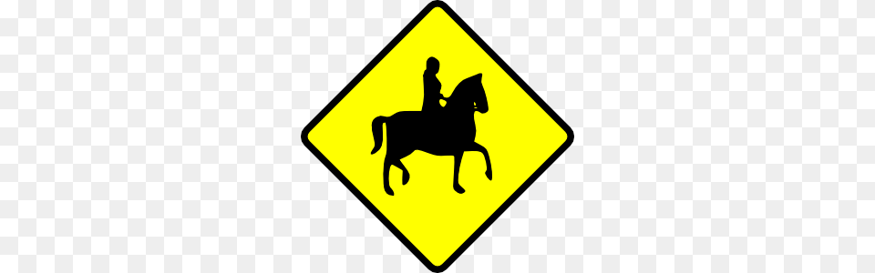 Caution Horse Ridder Crossing Clip Art, Sign, Symbol, Road Sign, Person Free Png Download
