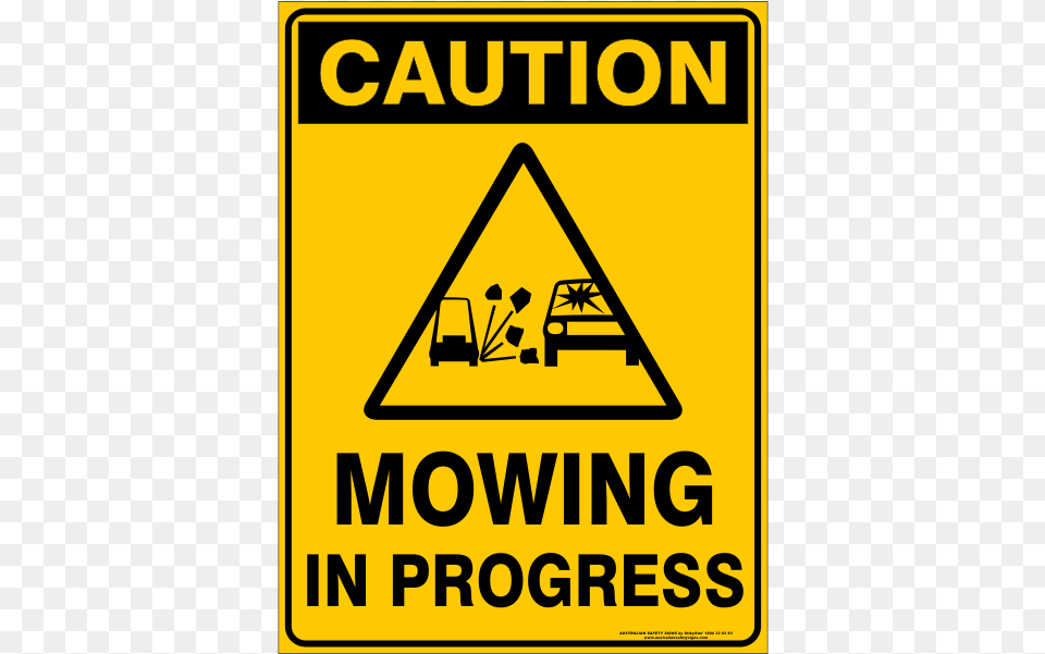 Caution Mowing In Progress Signs, Sign, Symbol, Road Sign Free Png Download