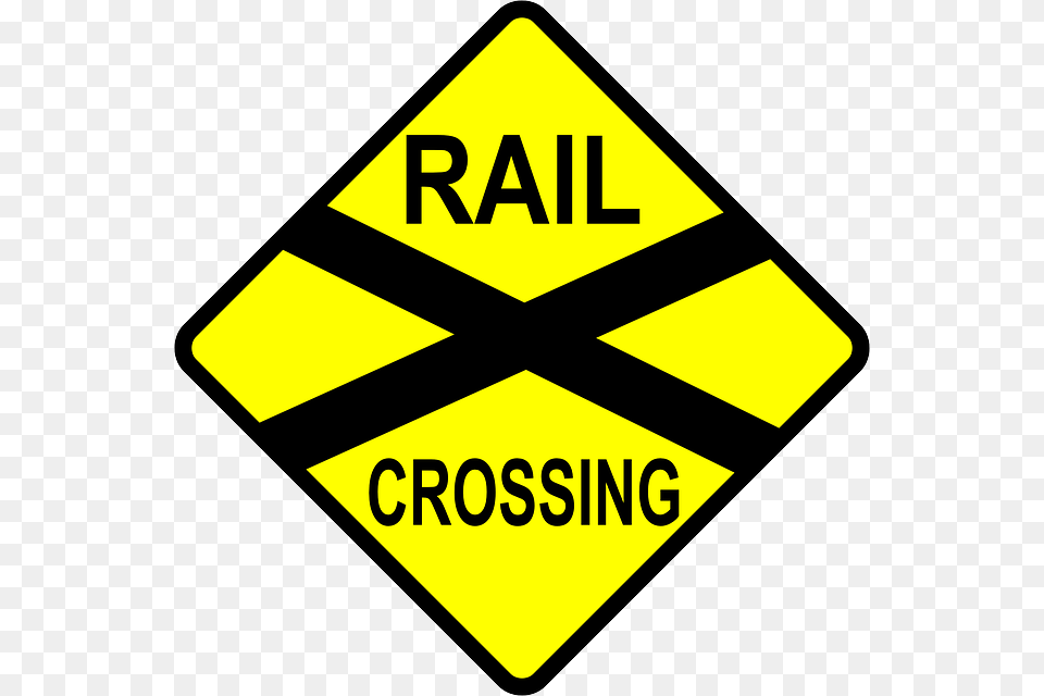Caution Railroad Crossing Svg Clip Arts Railway Crossing Clipart, Sign, Symbol, Road Sign Png