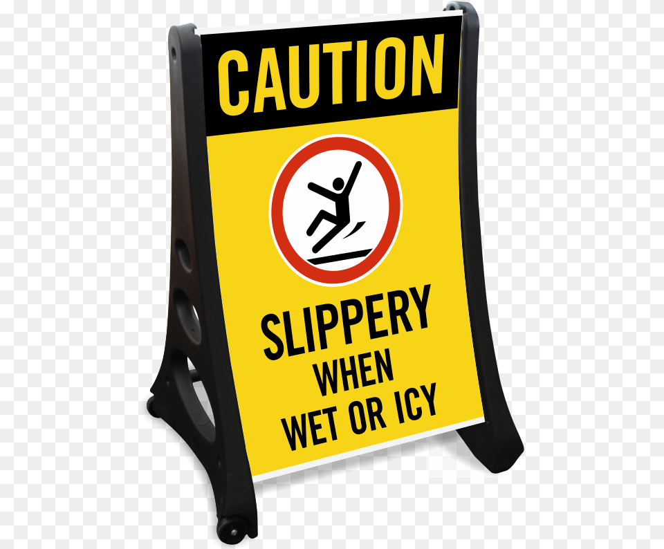 Caution Slippery When Wet Icy Sidewalk Sign Pickup And Drop Off Signs, Fence, Symbol Png Image