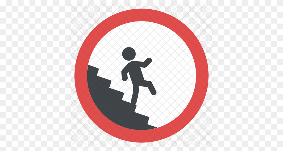 Caution Stairway Sign Icon Traffic Sign, Symbol, Person, Male, Child Png Image