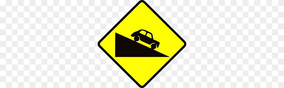 Caution Steep Hill Clip Art, Sign, Symbol, Road Sign, Car Free Transparent Png