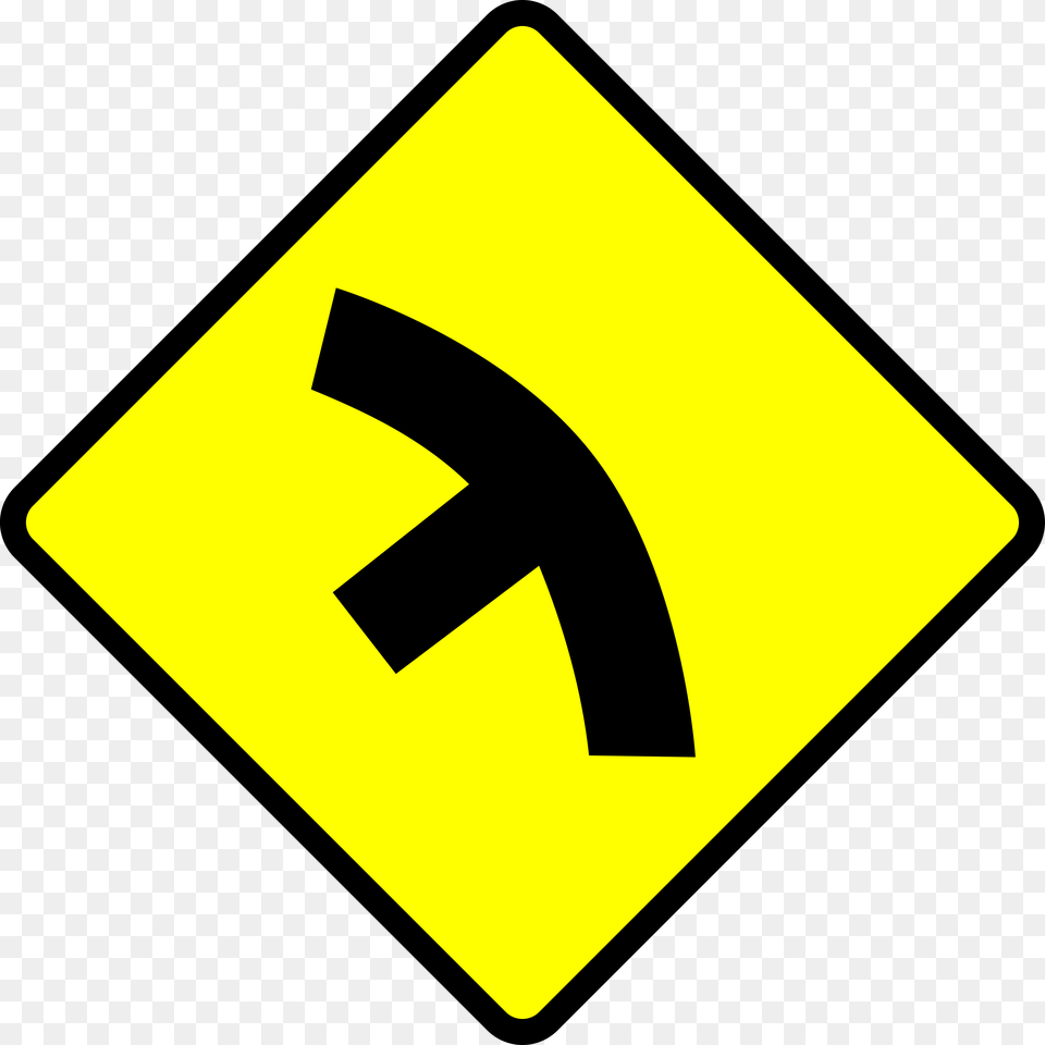 Caution T In Curve Icons, Sign, Symbol, Road Sign Free Png Download