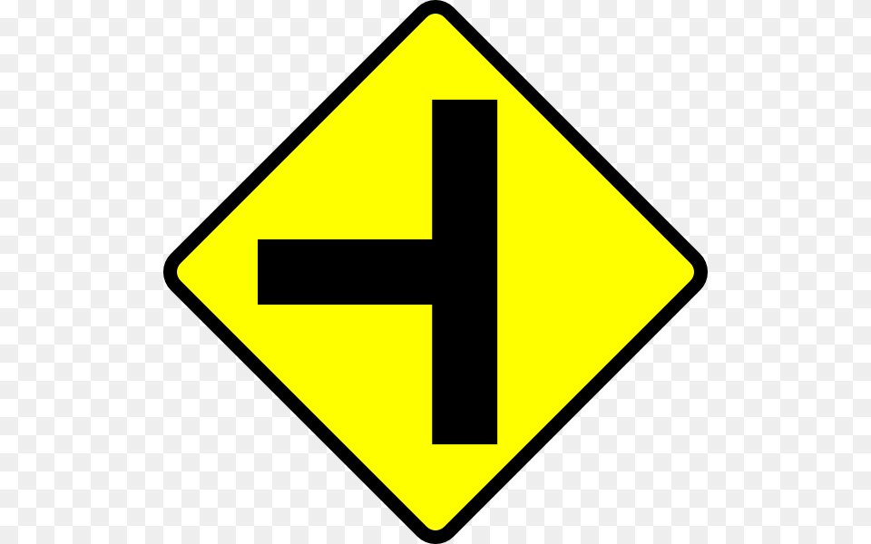 Caution T Junction Road Sign Clip Art Vector 4vector Another Road Intersects The Road You Are Traveling, Road Sign, Symbol, Disk Png