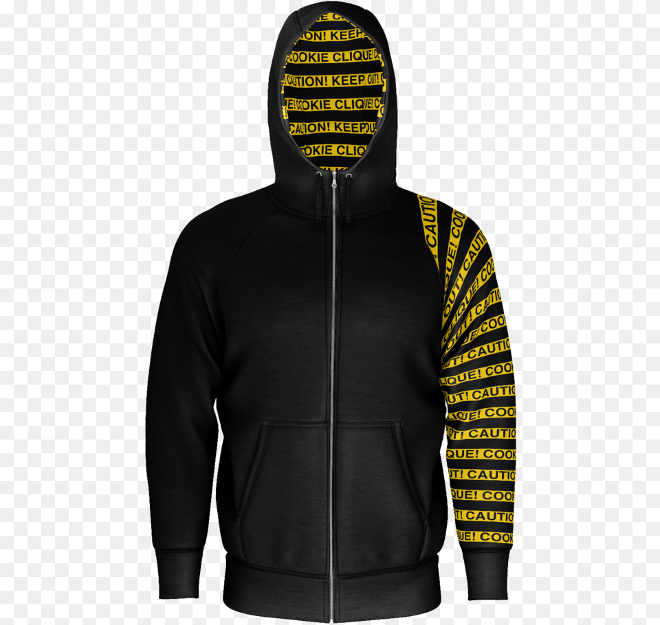 Caution Tape Zip Hoodie Hoodie, Clothing, Coat, Hood, Jacket Png Image