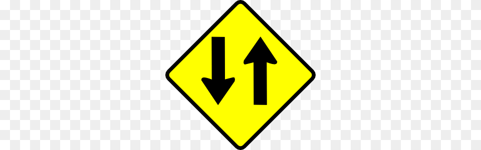 Caution Two Way Street Clip Art, Road Sign, Sign, Symbol Free Png Download