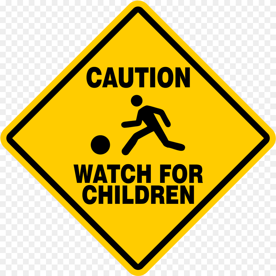 Caution Watch For Children Sign Signs Slow Playing Construction Caution Signs, Symbol, Road Sign, Person Png