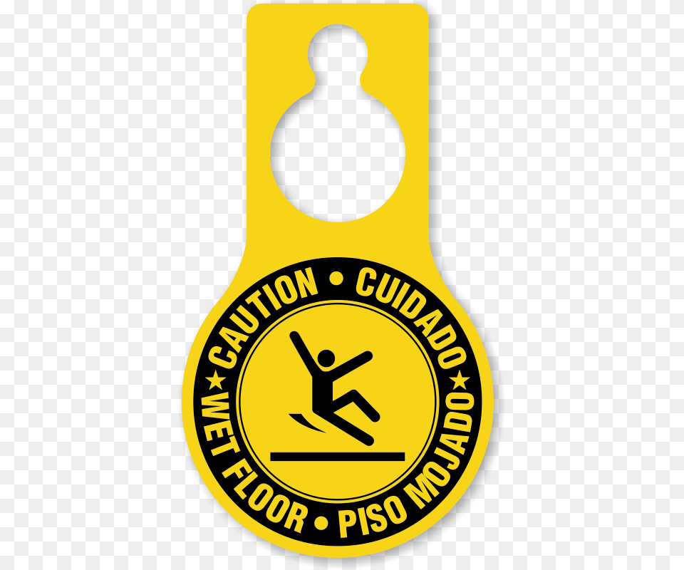 Caution Wet Floor Bilingual Door Hang Tag David Memorial High School Tarnaka, Badge, Logo, Symbol Free Png Download