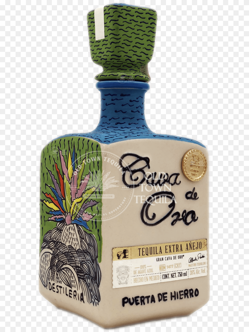 Cava De Oro 2019 Ceramic Edition Extra Anejo Tequila Glass Bottle, Alcohol, Beverage, Liquor Free Transparent Png