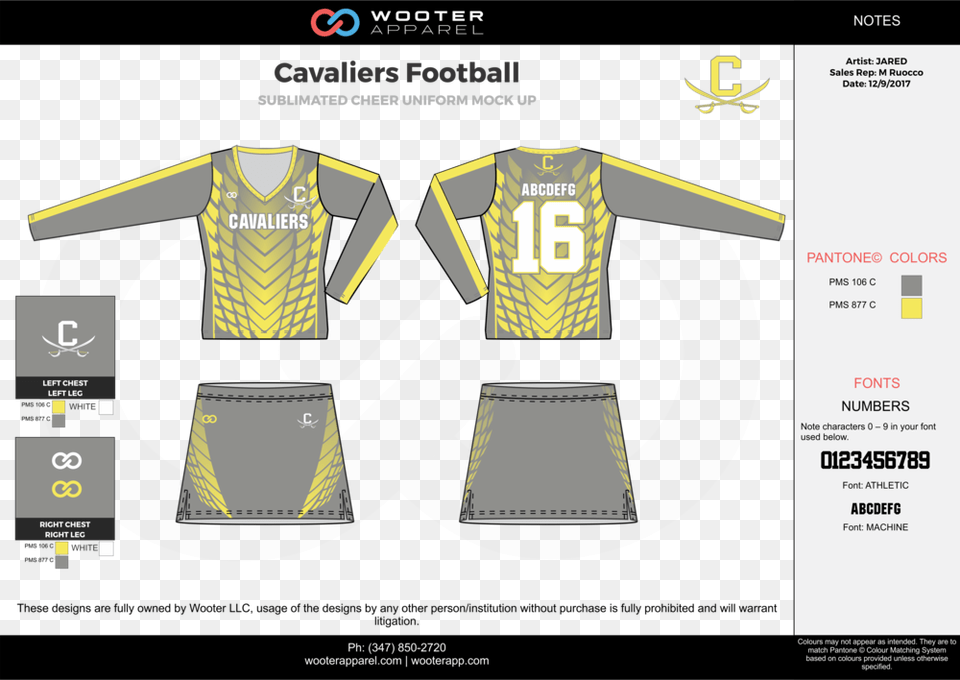 Cavallers Football Yellow Gray White Football Uniforms Uniform, Clothing, Shirt, T-shirt, Vest Png