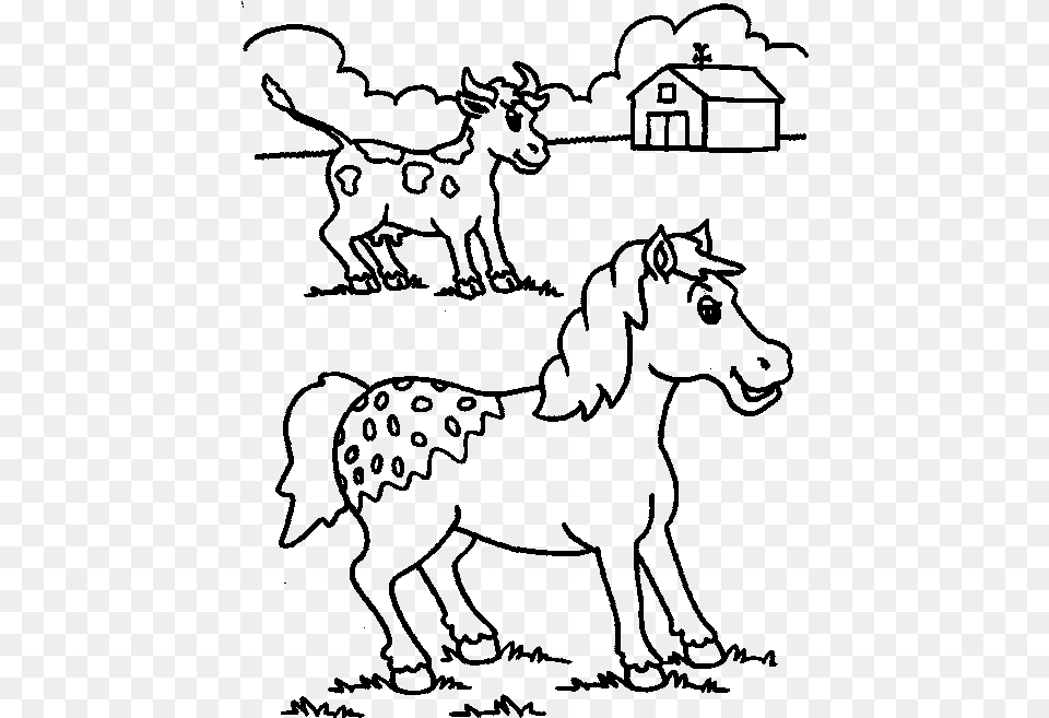 Cavalo E Vaca Cartoon, Gray Free Png Download
