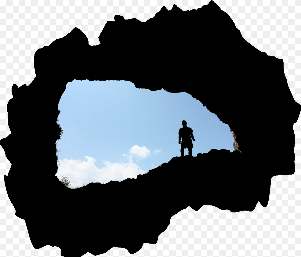 Cave And Map Of Macedonia, Silhouette, Hole, Person, Outdoors Free Png Download