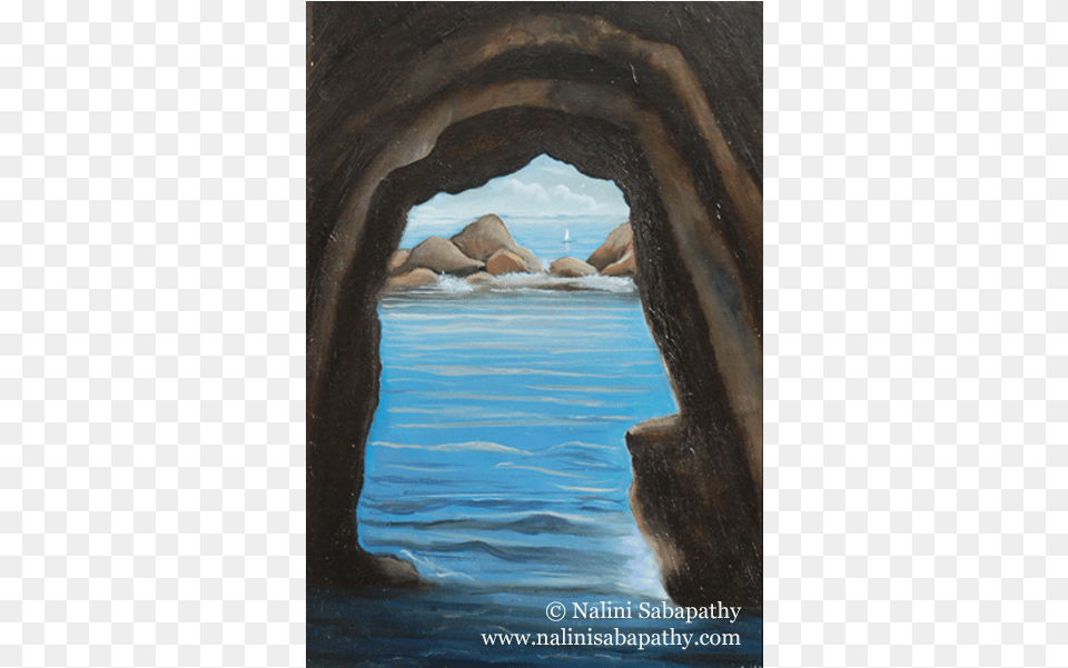 Cave In Vernazza Cinque Terre Italy Oil On Wood Work Of Art, Nature, Outdoors, Sea, Water Png Image