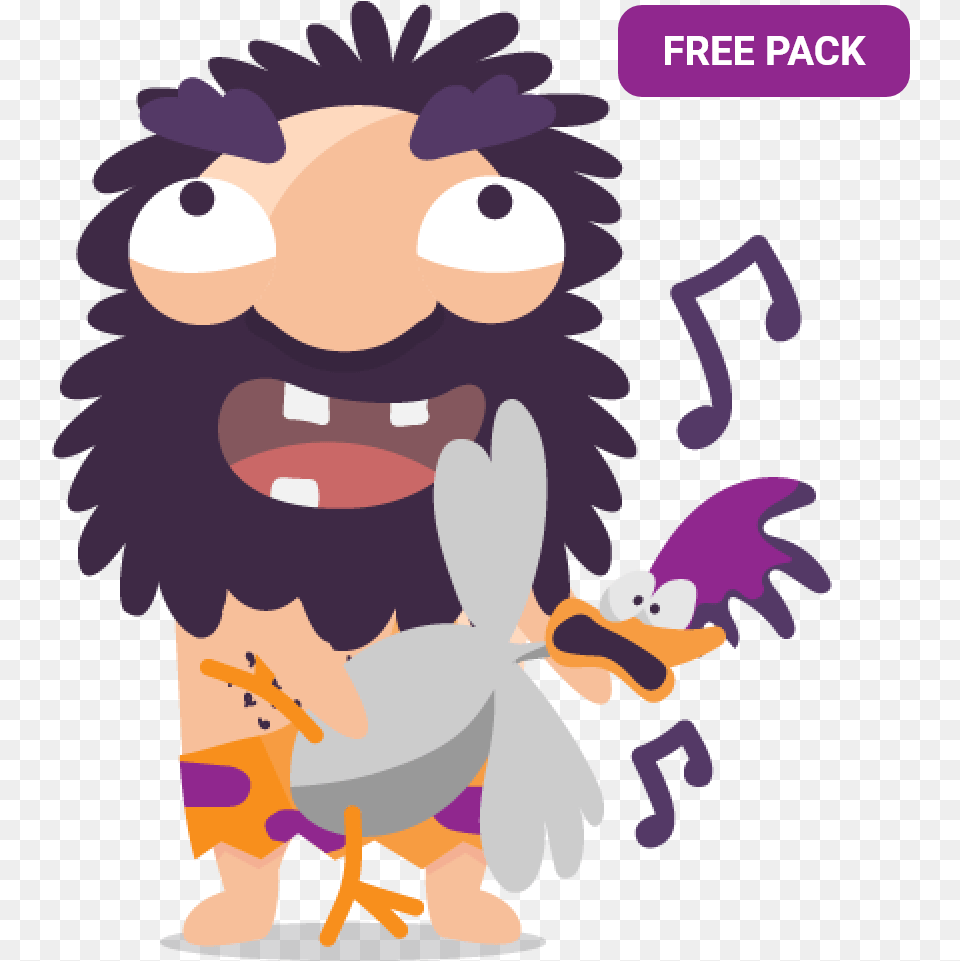 Cave Man Stickers Pack Cave Emoji, Book, Comics, Publication, Purple Free Png Download
