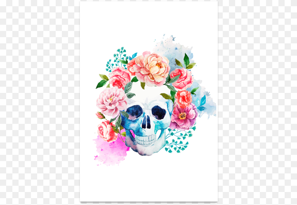 Caveira Com Flor Day Of The Dead Flower Skull, Art, Graphics, Painting, Flower Arrangement Free Transparent Png