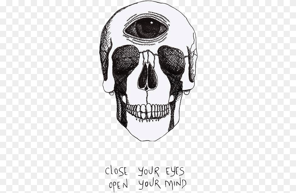 Caveira Tumblr Frases Skull Phrases Eyes Closed Third Eye Open, Art, Drawing, Adult, Wedding Png Image
