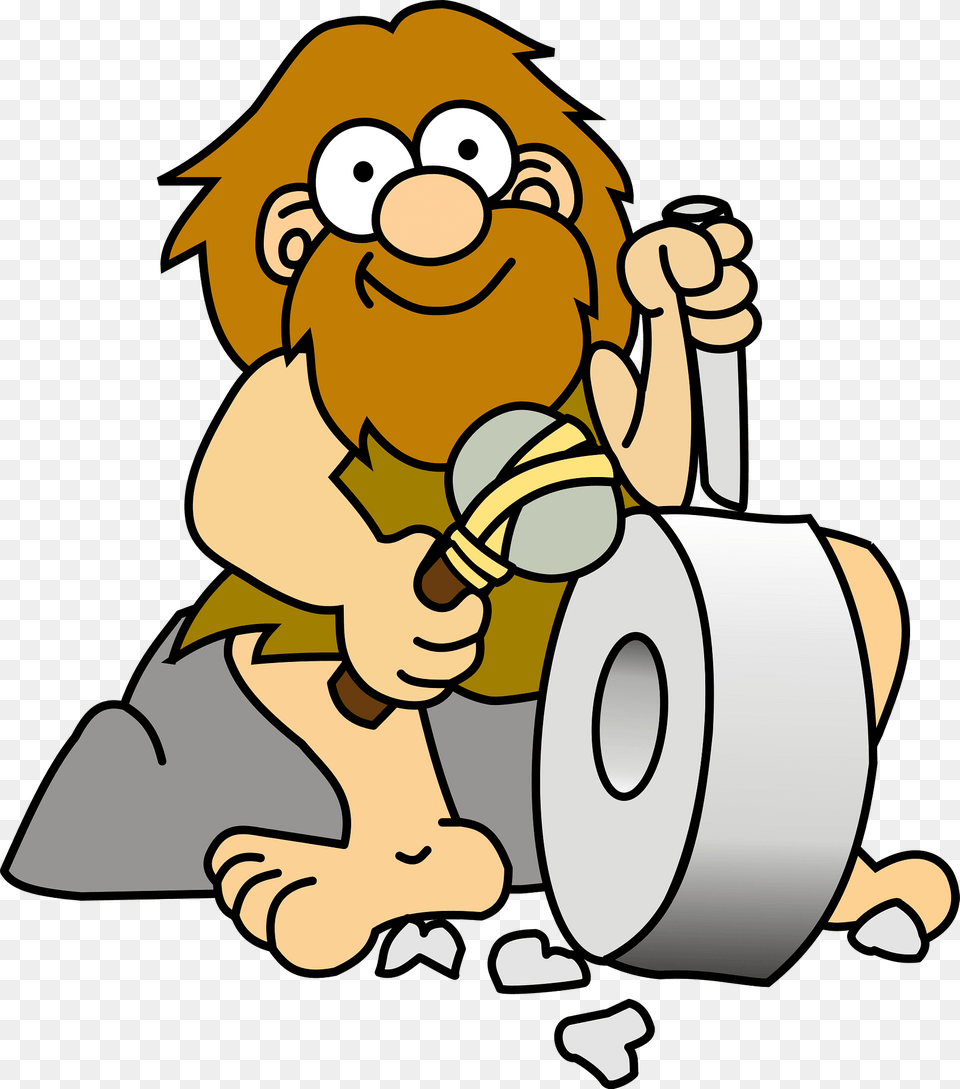 Caveman Carving Out A Wheel Clipart, Paper, Baby, Person, Towel Png Image