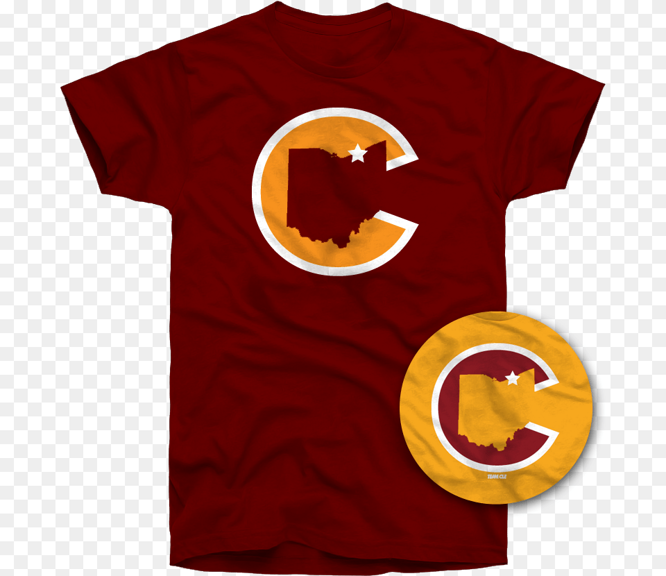 Cavs C Logo Tee Emblem, Clothing, T-shirt, Shirt, Maroon Free Transparent Png