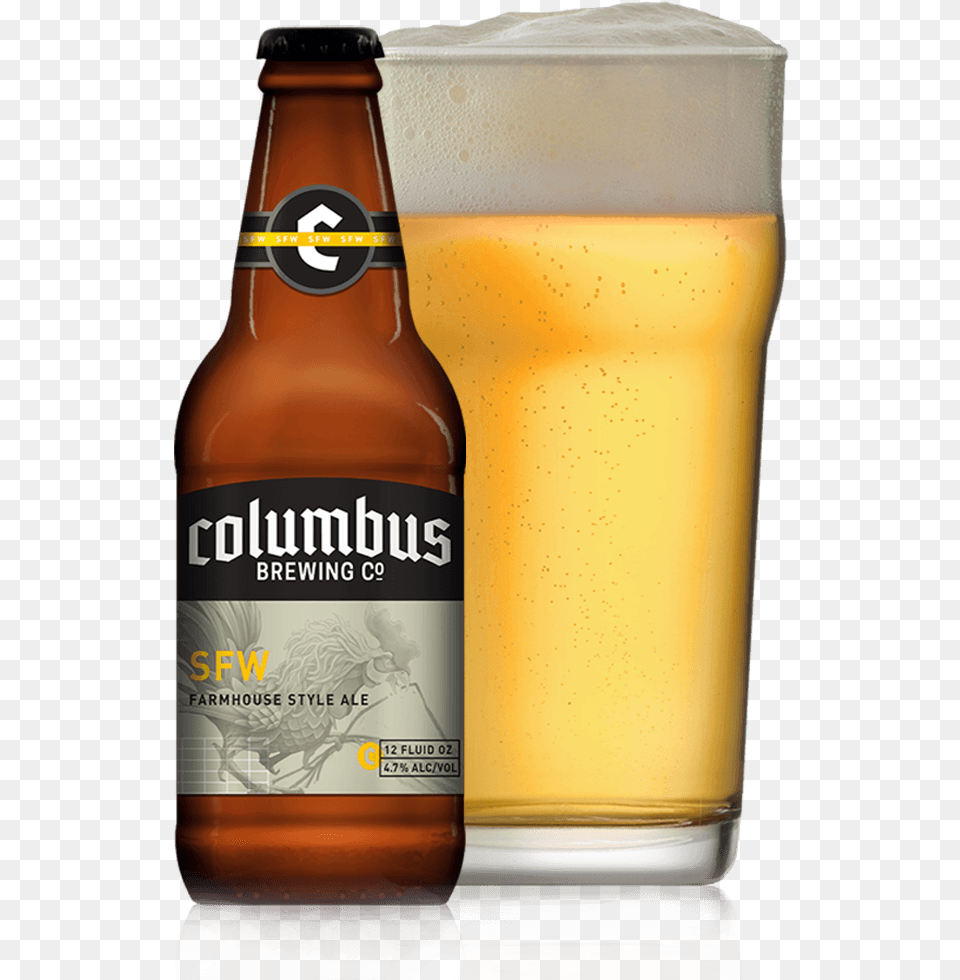 Cbc Sfw Bottle And Glass Columbus Brewing Summer Teeth, Alcohol, Beer, Beer Bottle, Beverage Free Transparent Png